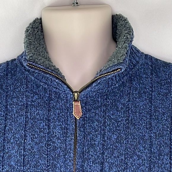 Oscar De La Renta Blue Sweater Fleece Collar - Picture 2 of 8